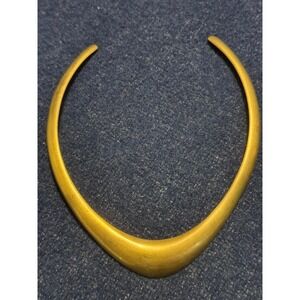 Vintage Gold Tone Brass Collar Necklace Tapered Torque Choker Made in India 14in
